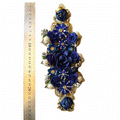 Aplicación tull bordado pedreria mixta Azul dorado (X UNIDAD)