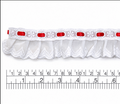 Pasacinta con cinta y broderie plisado de algodón, 4.5cm de ancho Rojo (pieza 10Yarsas) BP2