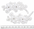 Par Macrame Flores espejo pedreria  blanco (X PAR) MCB34