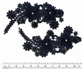 Par Macrame Flores espejo pedreria  negro (X PAR) MCB33