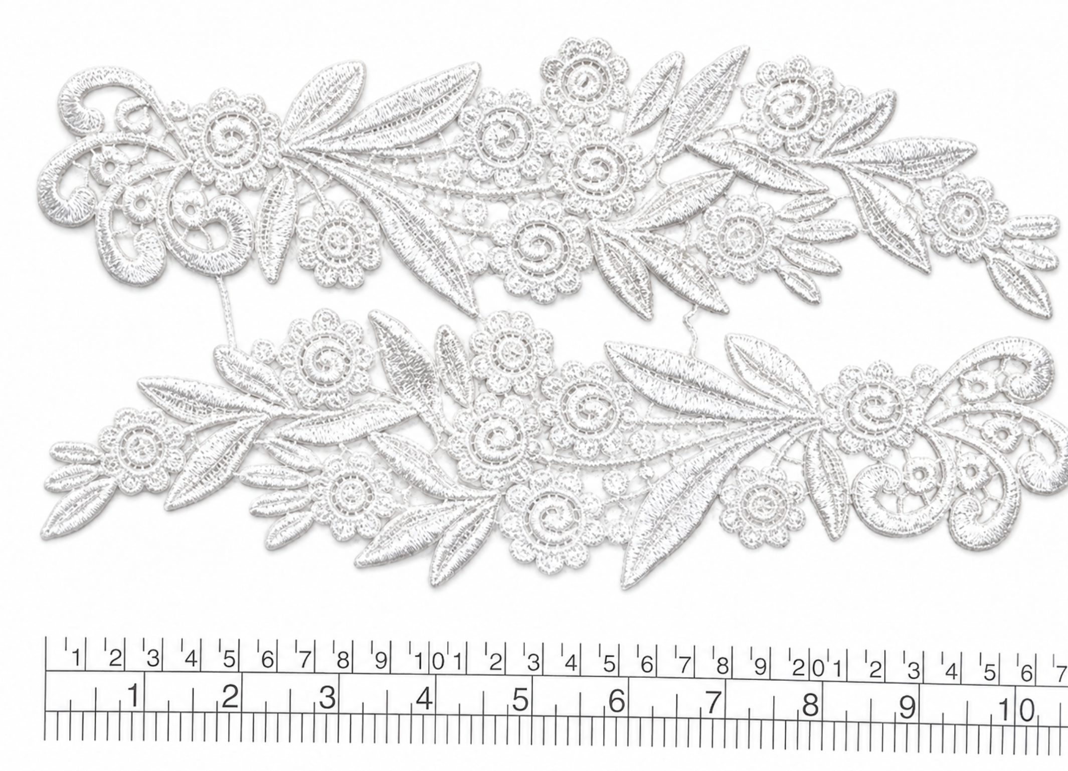 Par Macrame Flores espejo manito blanco 26 cm (X PAR) MSB44