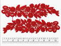 Par Macrame Flores espejo manito Rojo 26 cm (X PAR) MSB45