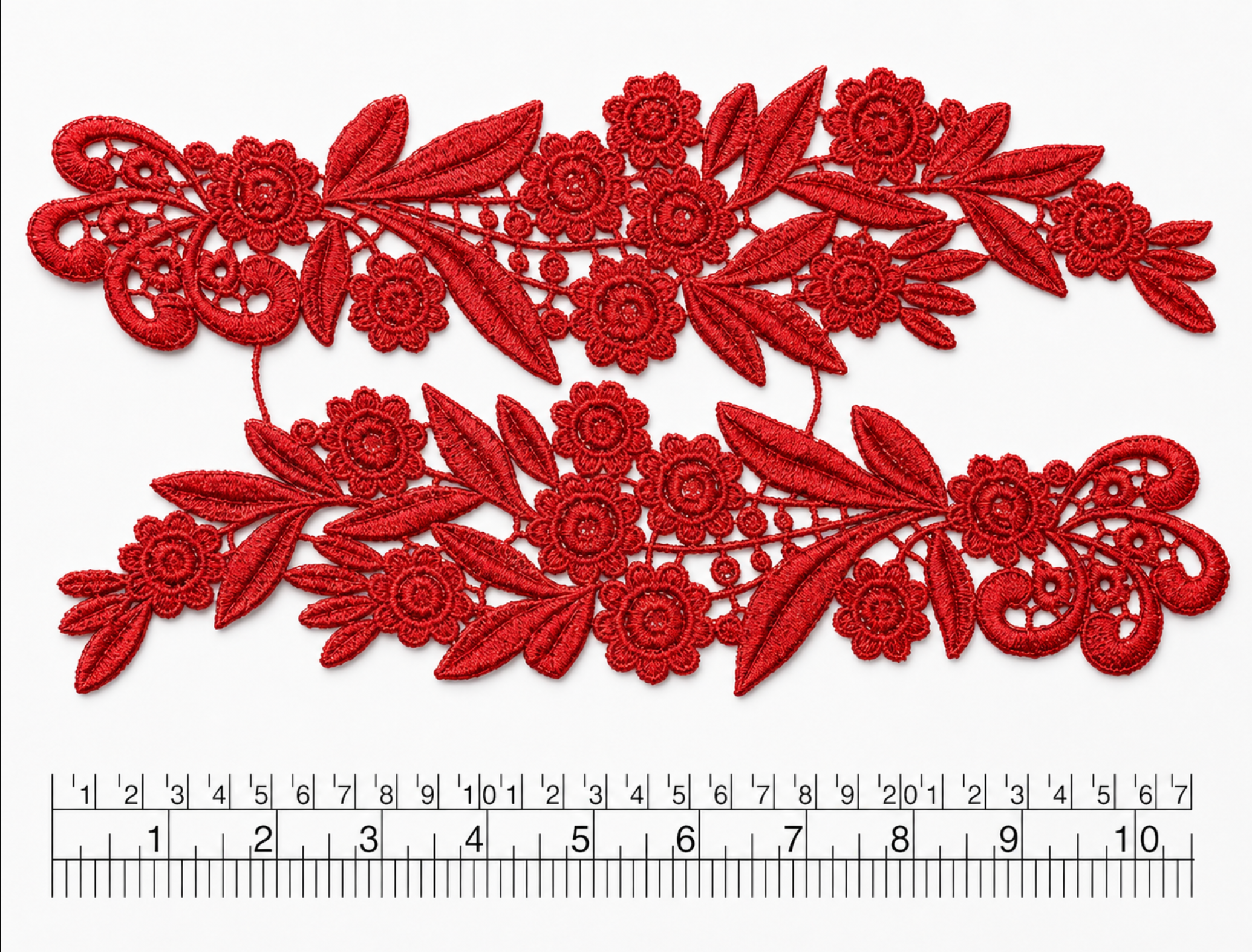 Par Macrame Flores espejo manito Rojo 26 cm (X PAR) MSB45