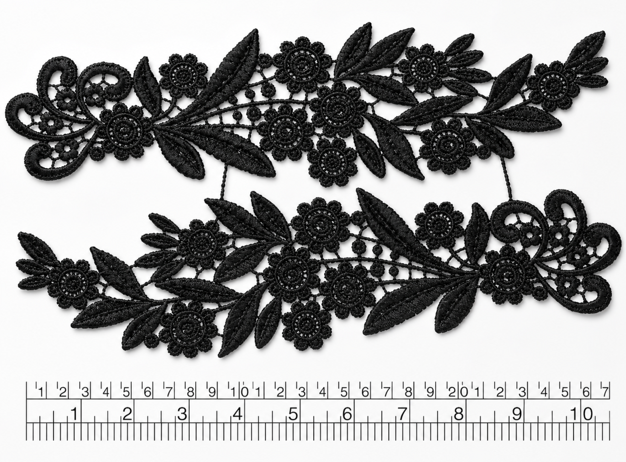 Par Macrame Flores espejo manito negro 26 cm (X PAR) MSB46