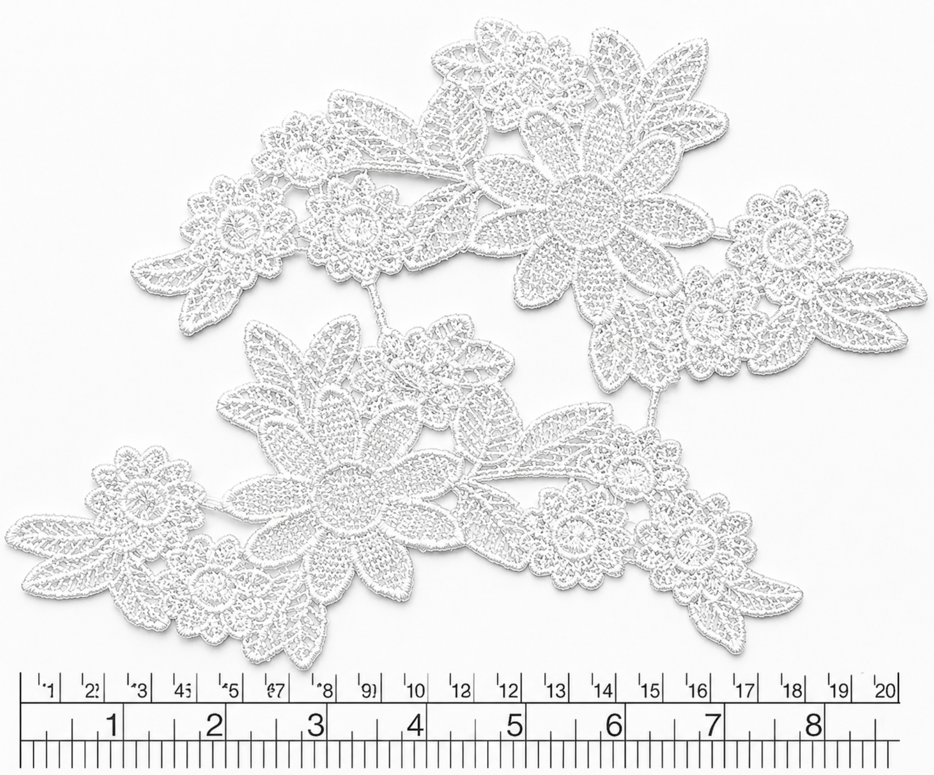 Par Macrame Flores espejo manito mediana blanco 19 cm (X PAR) MSB47