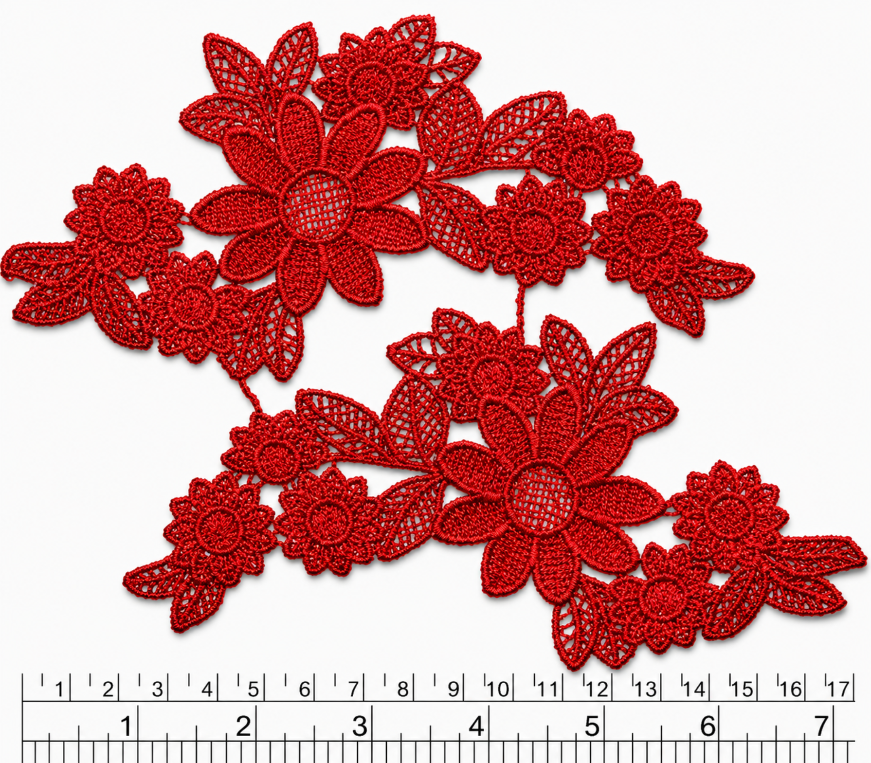 Par Macrame Flores espejo manito mediana rojo 19 cm (X PAR) MSB49