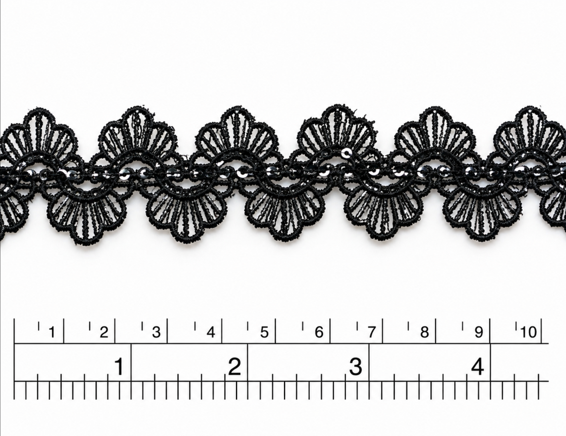 Macrame ZIC ZAC con lentejuela  negro  (X pieza 15 Yardas) MCB29