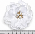 Flor de tela poliester blanca petalos y brillo  (X UNIDAD) FT10