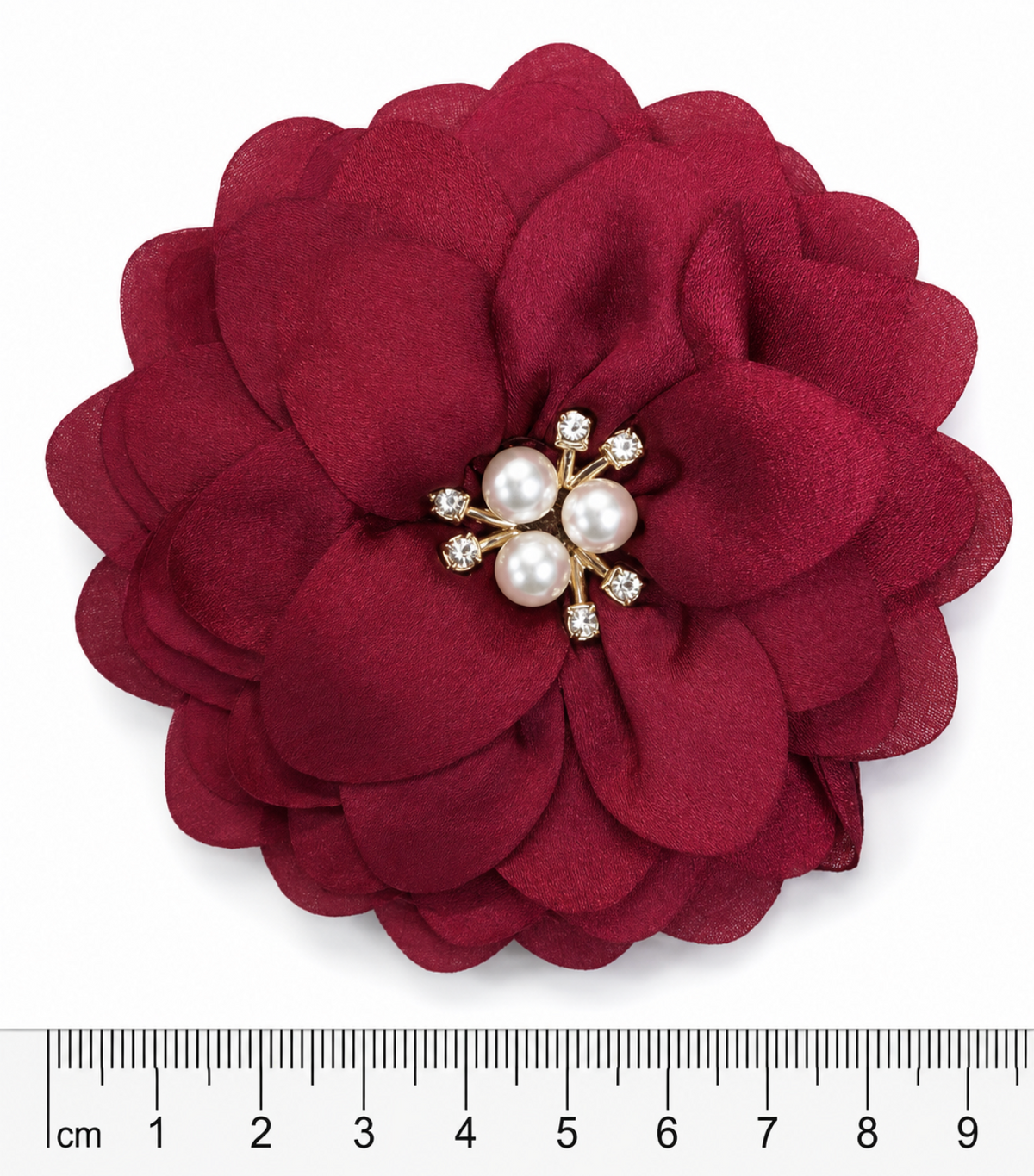 Flor de tela poliester Burdeo petalos y brillo  (X UNIDAD) FT13
