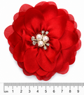 Flor de tela poliester ROJO  petalos y brillo  (X UNIDAD) FT16