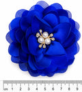 Flor de tela poliester AZUL  petalos y brillo  (X UNIDAD) FT15