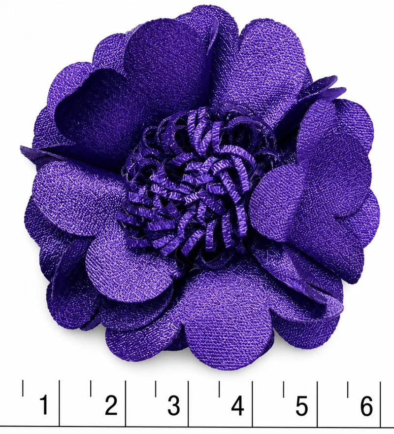 Flor de tela poliester Morada pistilo 5.5 cm (X UNIDAD) FT20
