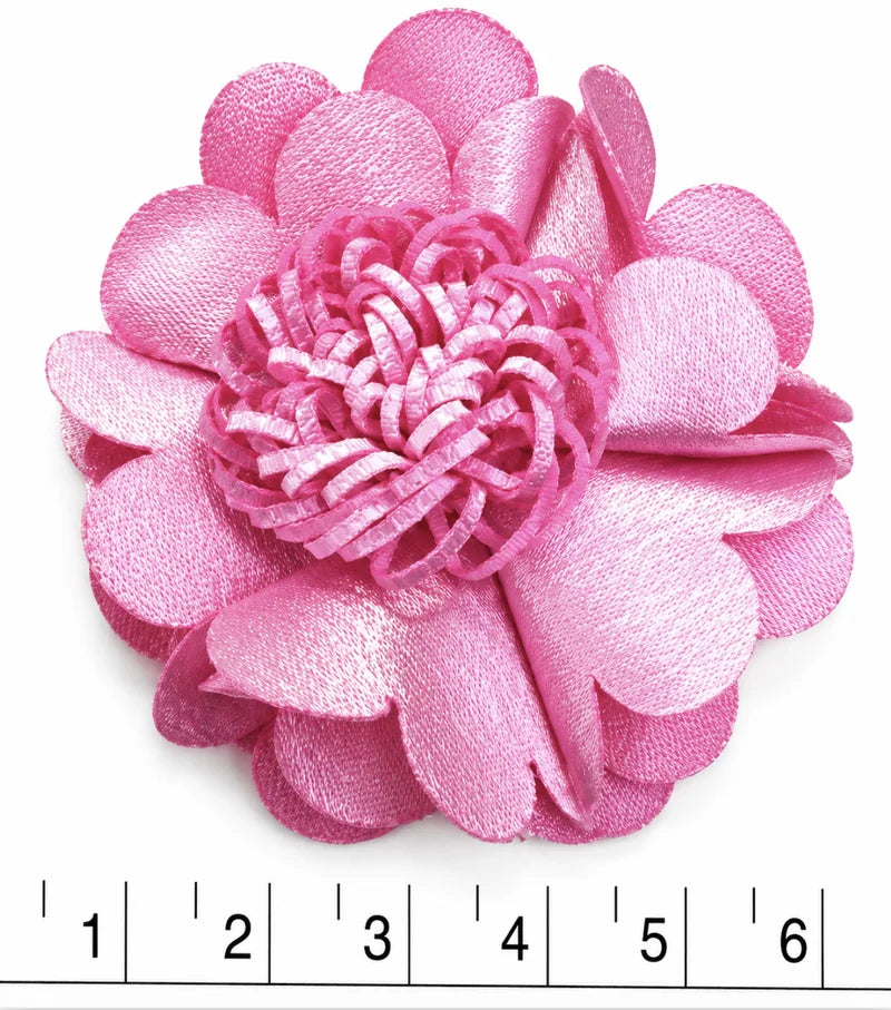 Flor de tela poliester Rosado pistilo 5.5 cm (X UNIDAD) FT19