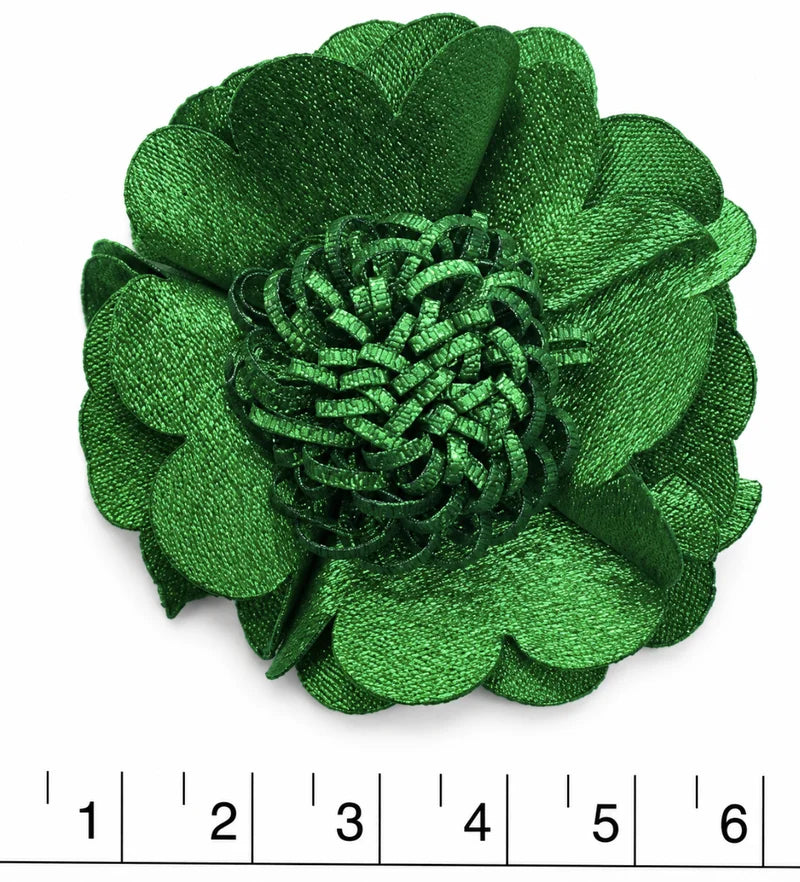 Flor de tela poliester Verde pistilo 5.5 cm (X UNIDAD) FT21