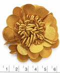 Flor de tela poliester amarillo oro pistilo 5.5 cm (X UNIDAD) FT17