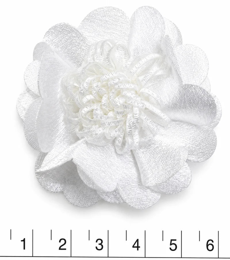 Flor de tela poliester blanco pistilo 5.5 cm (X UNIDAD) FT18