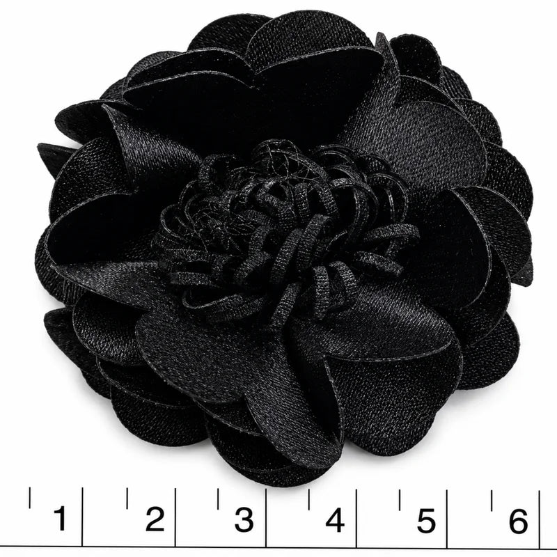 Flor de tela poliester negro pistilo 5.5 cm (X UNIDAD) FT23