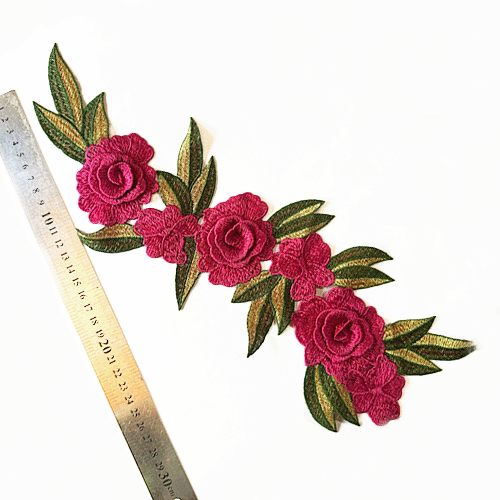 Macrame flores fucsia hojas verde Unidad