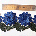 Macrame Flores 3D azules hojas verdes Metro (X METRO)