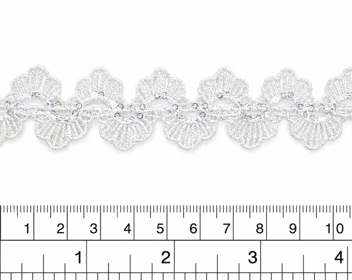 Macrame ZIC ZAC con lentejuela  Blanco  (X pieza 15 Yardas) MCB28