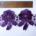 Macrame flor con hojas y pedreria morada (X METRO)