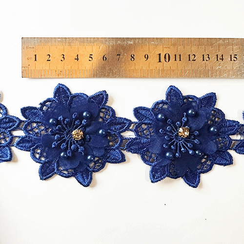 Macrame flor estrella Azul rey (X METRO)
