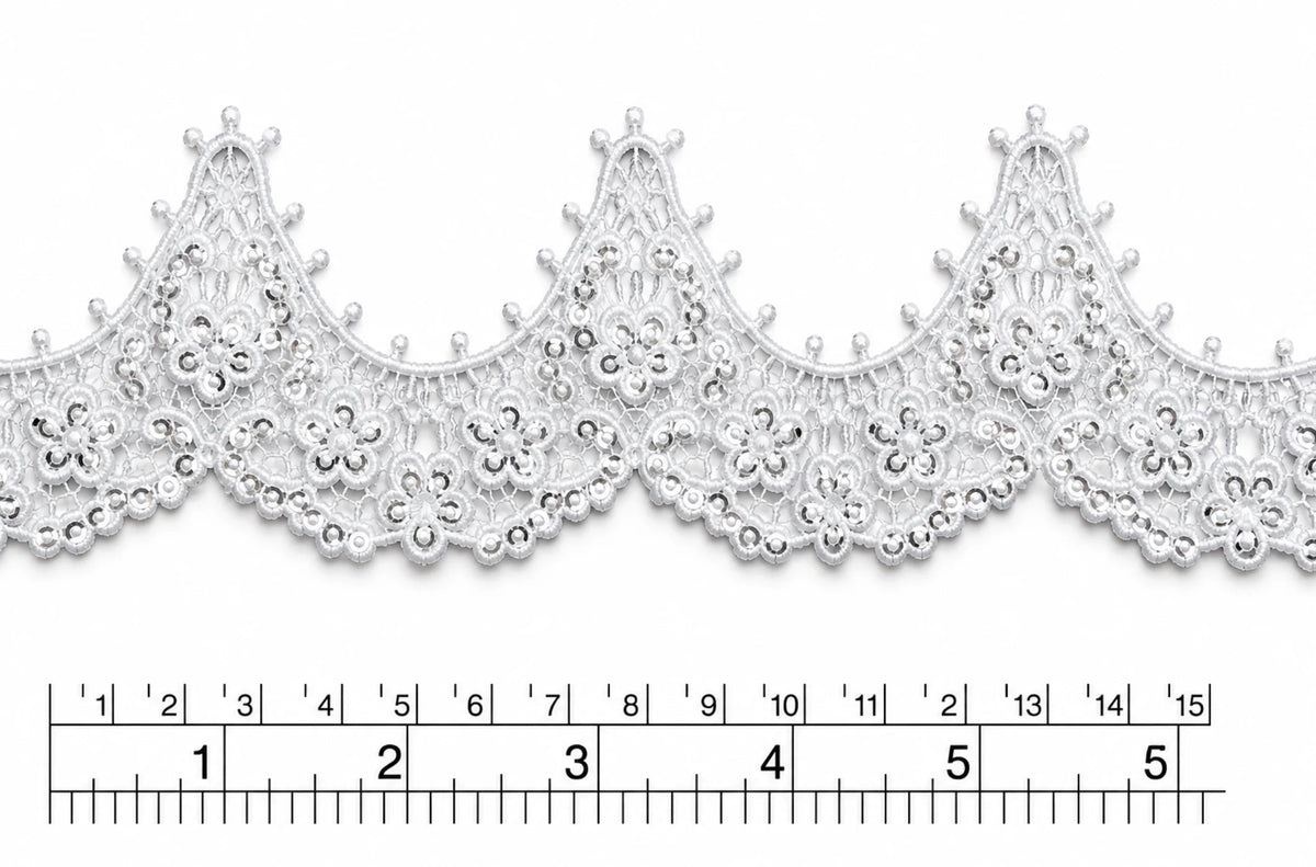 Macrame flor imperial con lentejuela (X pieza 16 Yardas) MCB37