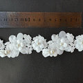 Macrame pedreria y gasa blanco (X METRO)