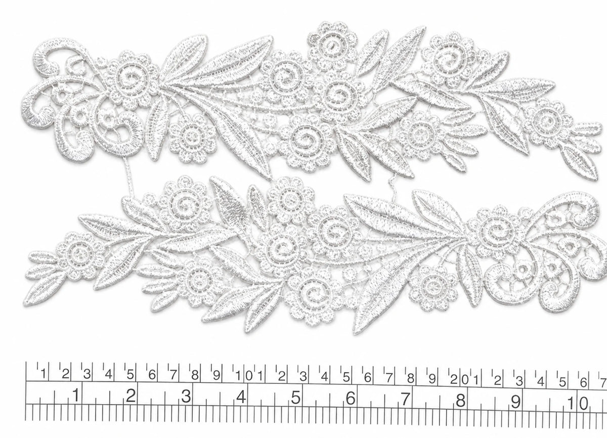 Par Macrame Flores espejo manito blanco 26 cm (X PAR) MSB44