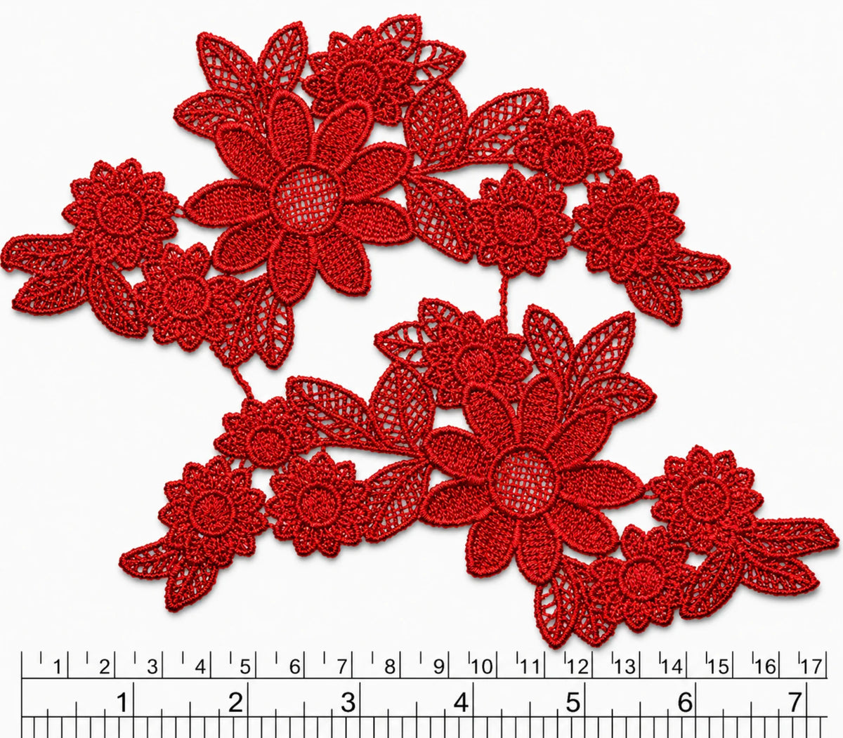Par Macrame Flores espejo manito mediana rojo 19 cm (X PAR) MSB49