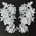 Par Macrame Flores espejo pedreria blanco  (X PAR)
