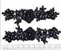 Par Macrame Flores espejo pedreria  negro (X PAR) MCB36
