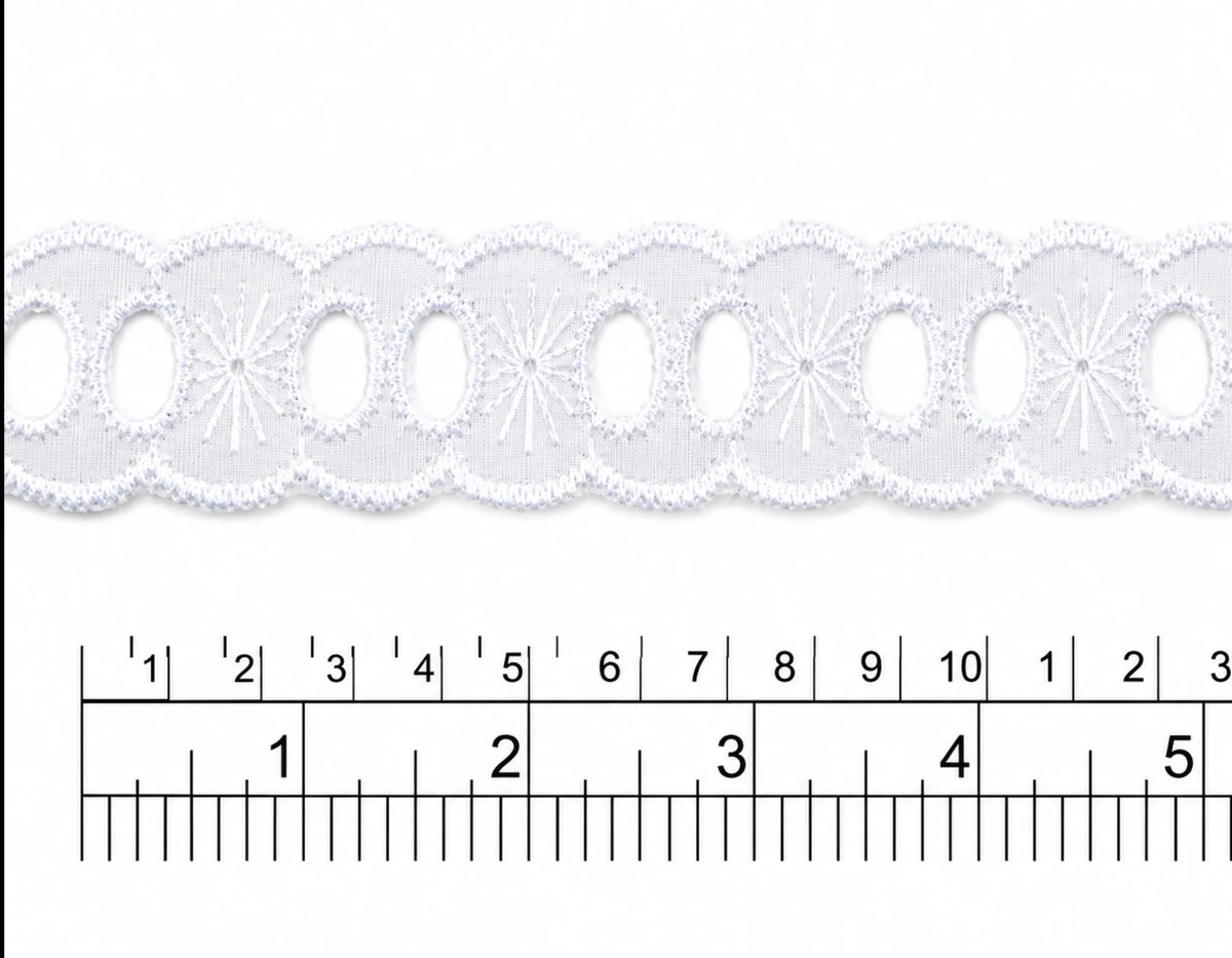 Pasacinta de broderie blanco  2,5  cm paquete de 15 yardas BP1