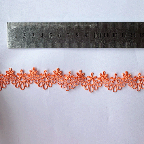 Macrame flor corona Damasco anaranjado (X METRO)