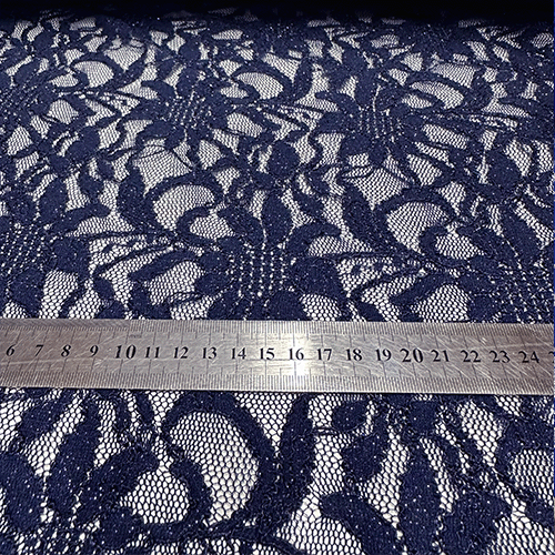 Encaje elasticado Azul marino con brillos (X METRO)