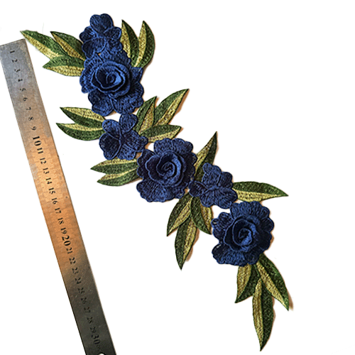 Macrame flores azules hojas verde Unidad