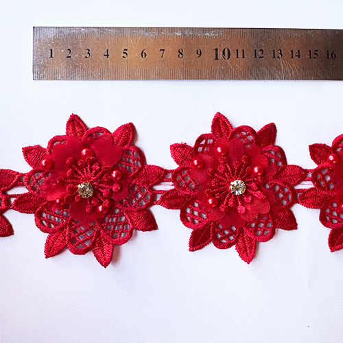 Macrame flor estrella Rojo (X METRO)