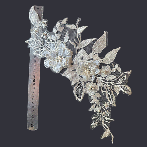 Tull bordado pedreria blanco unidad