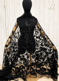 TULL BORDADO FLORAL 1.20M de ancho Color negro  TFC29